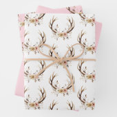 Roze Bloemhertengewei gepersonaliseerd Inpakpapier Vel (In situ)