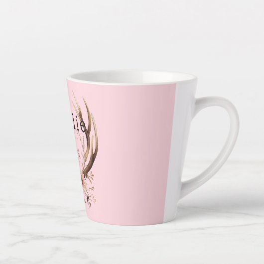 Roze Bloemhertengewei gepersonaliseerd Latte Mok (Rechts)