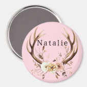 Roze Bloemhertengewei gepersonaliseerd Magneet (Voorkant / Achterkant)