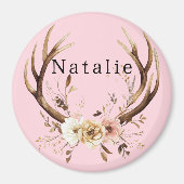 Roze Bloemhertengewei gepersonaliseerd Magneet (Voorkant)