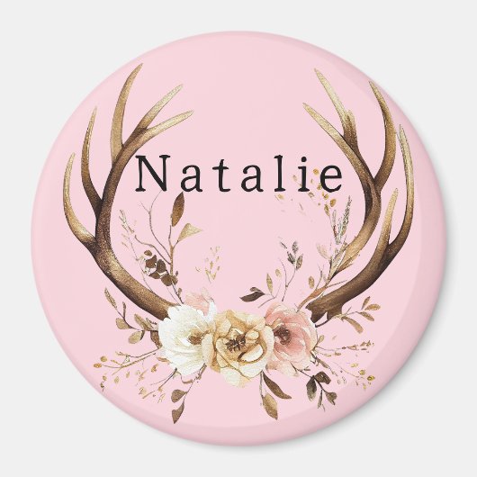 Roze Bloemhertengewei gepersonaliseerd Magneet (Voorkant)