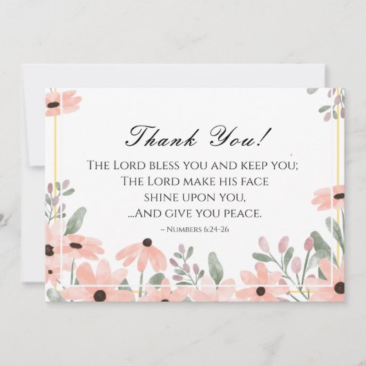 Roze bloemhoen de Heer laat je bijbelse versie val Bedankkaart (Voorkant)