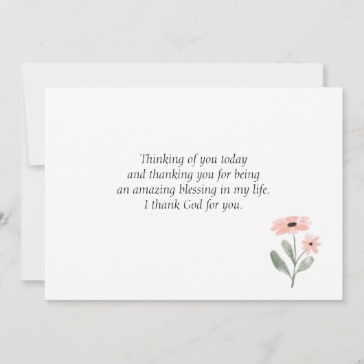 Roze bloemhoen de Heer laat je bijbelse versie val Bedankkaart (Achterkant)