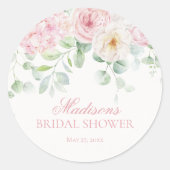 Roze Bloemhortensia Vrijgezellenfeest Nodig Seal u Ronde Sticker (Voorkant)