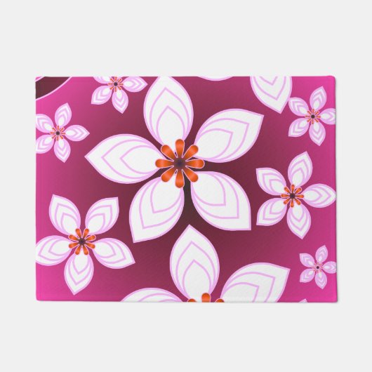Roze Bloemig Abstract Patroon | Esthetische Bloem Deurmat (Voorkant)