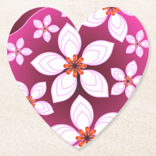 Roze Bloemig Abstract Patroon Esthetische Bloem Kartonnen Onderzetters