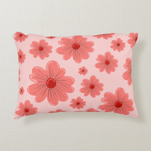 roze bloemig accent kussen (Voorkant)