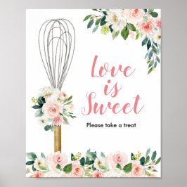 Roze bloemig al snel weggevoerd Love is Sweet Poster