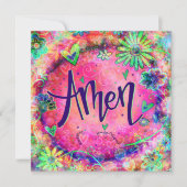  roze bloemig Amen Geloof Inspirerend Bedankkaart (Voorkant)