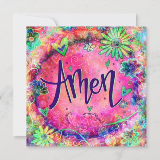  roze bloemig Amen Geloof Inspirerend Bedankkaart (Voorkant)