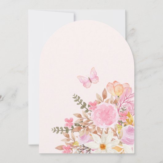 Roze bloemig baby shower kaart (Achterkant)