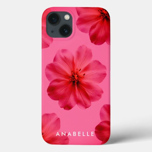 Roze bloemig botanisch patroon monogram Case-Mate iPhone case (Achterkant)