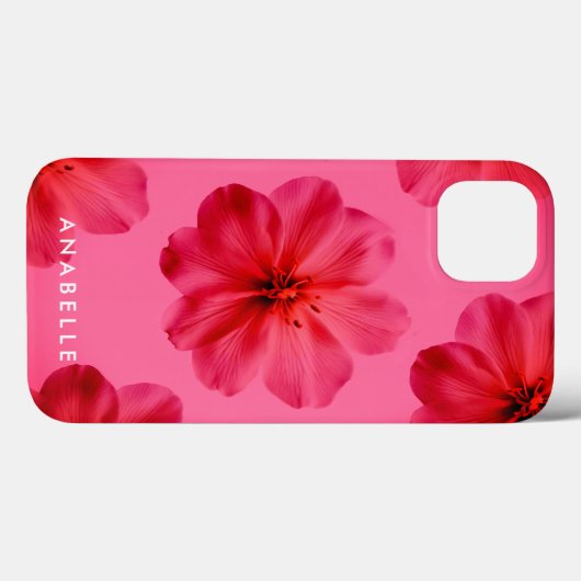 Roze bloemig botanisch patroon monogram Case-Mate iPhone case (Achterkant (horizontaal))