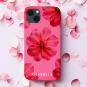 Roze bloemig botanisch patroon monogram Case-Mate iPhone case