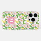 Roze Bloemig Citroen Patroon Monogram Case-Mate iPhone Case (Achterkant (horizontaal))