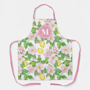 Roze Bloemig Citroen Patroon Monogram Schort