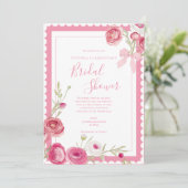 Roze bloemig Elegant Vrijgezellenfeest Kaart (Staand voorkant)