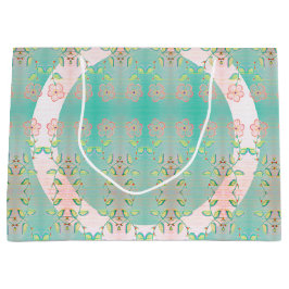 Roze bloemig en Blauwgroen Groot Cadeauzakje