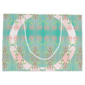 Roze bloemig en Blauwgroen Groot Cadeauzakje (Achterkant)