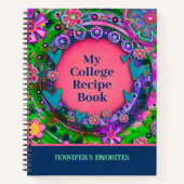  roze bloemig favoriet college recept notitieboek (Voorkant)