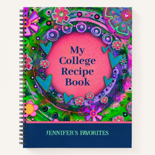  roze bloemig favoriet college recept notitieboek (Voorkant)