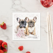 roze bloemig Frans bulldog pet dog bruiloft Servet (Insitu)