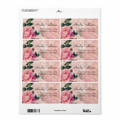 roze bloemig Frans Ephemera retouradres Etiket (Full Sheet)