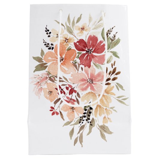  roze bloemig | Gepersonaliseerde verjaardag Medium Cadeauzakje (Achterkant)