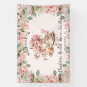 roze bloemig high tea bruids Baby shower Spandoek (Verticaal)