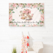  roze bloemig high tea bruids Baby shower Spandoek (Insitu)