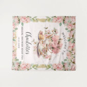  roze bloemig high tea bruids Baby shower Wandkleed (Voorkant (horizontaal))