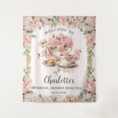  roze bloemig high tea bruids Baby shower Wandkleed (Voorkant)