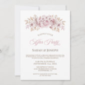 Roze Bloemig Huwelijksfeest na het Feest Kaart (Voorkant)