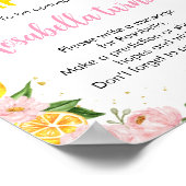 Roze Bloemig Lemon Girl Verjaardag Tijdscapsel Bor Poster (Hoek)