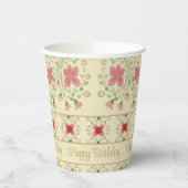 Roze bloemig met crème papieren bekers (Links)