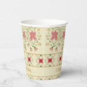 Roze bloemig met crème papieren bekers (Rechts)