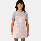 Roze bloemig monogram schort voor meisjes of mama (Insitu)