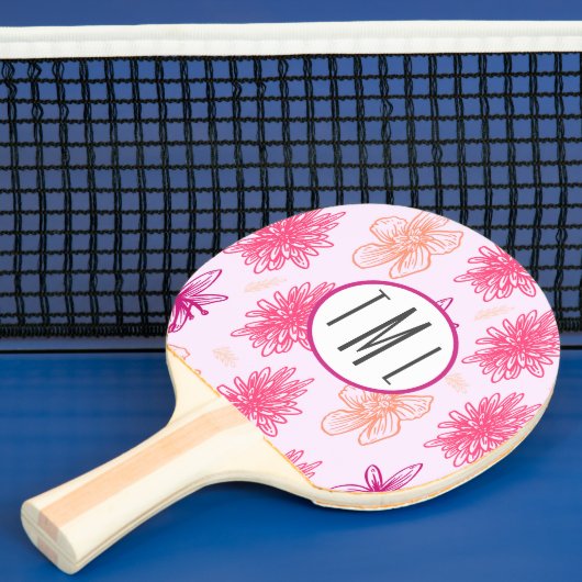 Roze Bloemig Monogram Tafeltennisbatje (Insitu)