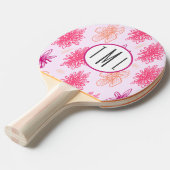 Roze Bloemig Monogram Tafeltennisbatje (Voorkant Gekanteld)