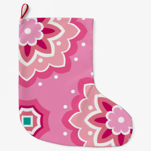 Roze & Bloemig Patroon Grote Kerstsok