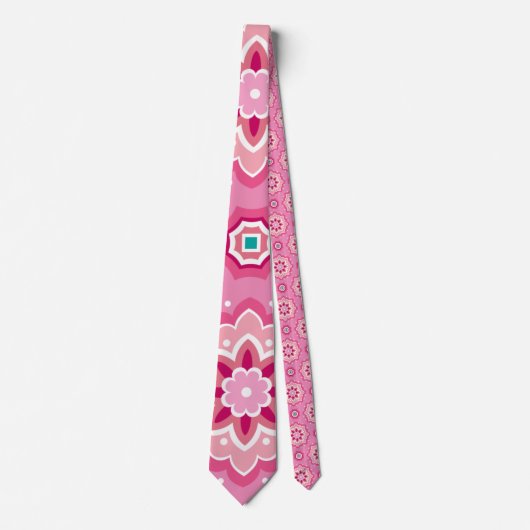 Roze & Bloemig Patroon Stropdas (Voorkant)