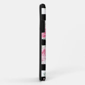  roze bloemig Roos zwarte strepen Case-Mate iPhone Case (Achterkant/rechts)
