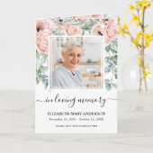 Roze Bloemig Rouw Aandenken Funeral Program Kaart (Gele Bloem)