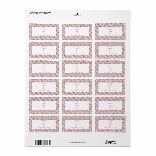 Roze bloemig sticky label (Full Sheet)