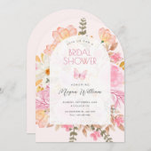 Roze bloemig vrijgezellenfeest kaart (Voorkant / Achterkant)