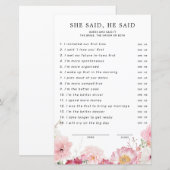 Roze bloemig Vrijgezellenfeest zei ze (Voorkant / Achterkant)