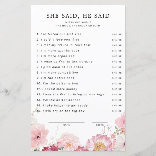 Roze bloemig Vrijgezellenfeest zei ze (Voorkant)