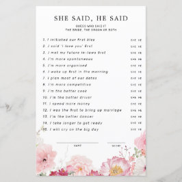 Roze bloemig Vrijgezellenfeest zei ze