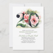 Roze bloemige 20e trouwdag kaart (Voorkant)