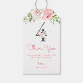 Roze Bloemige 4e Verjaardag Bedankt Cadeaulabel (Voorkant)